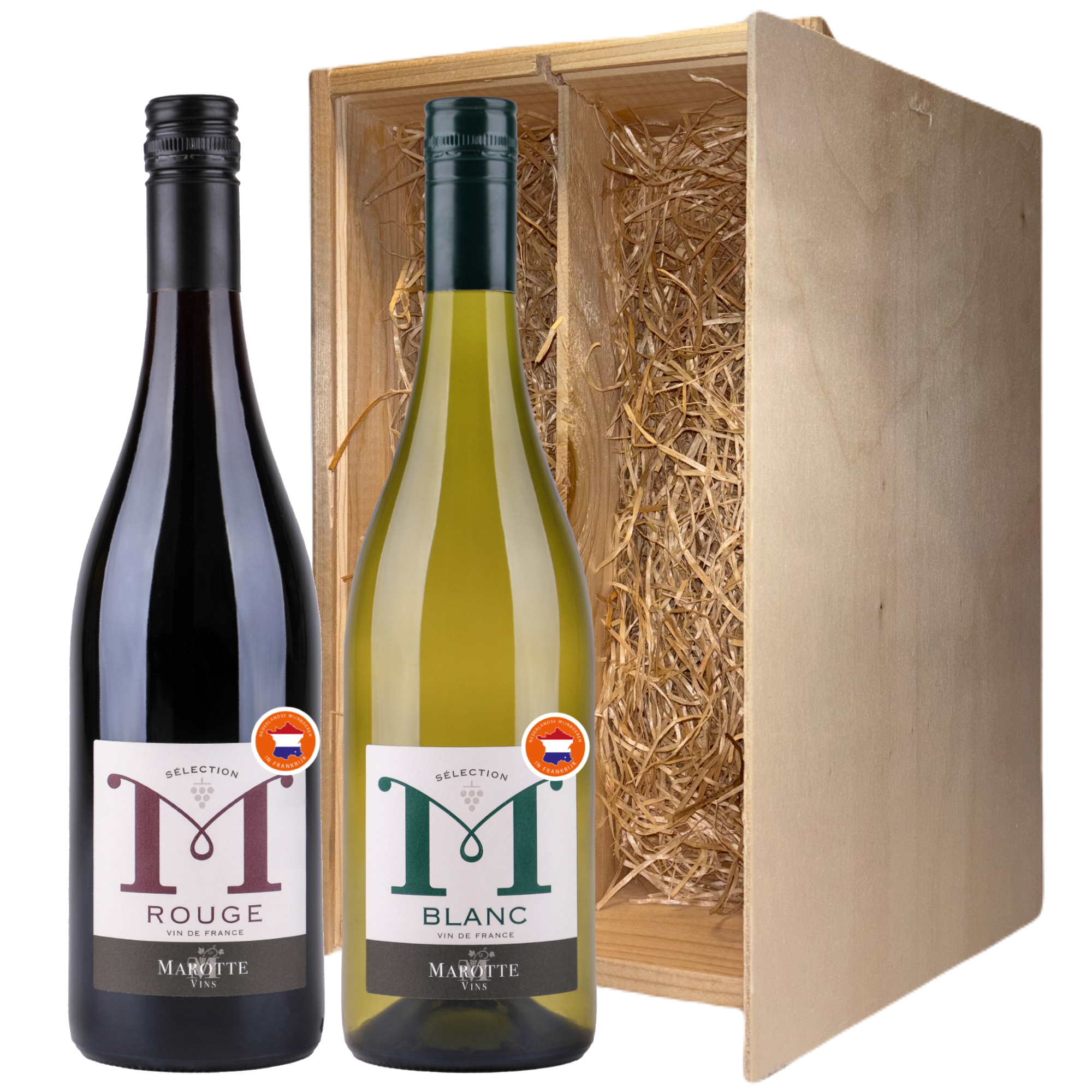 Dubbele wijnkist Domaine de Marotte Sélection M Blanc & Rouge Relatiegeschenk