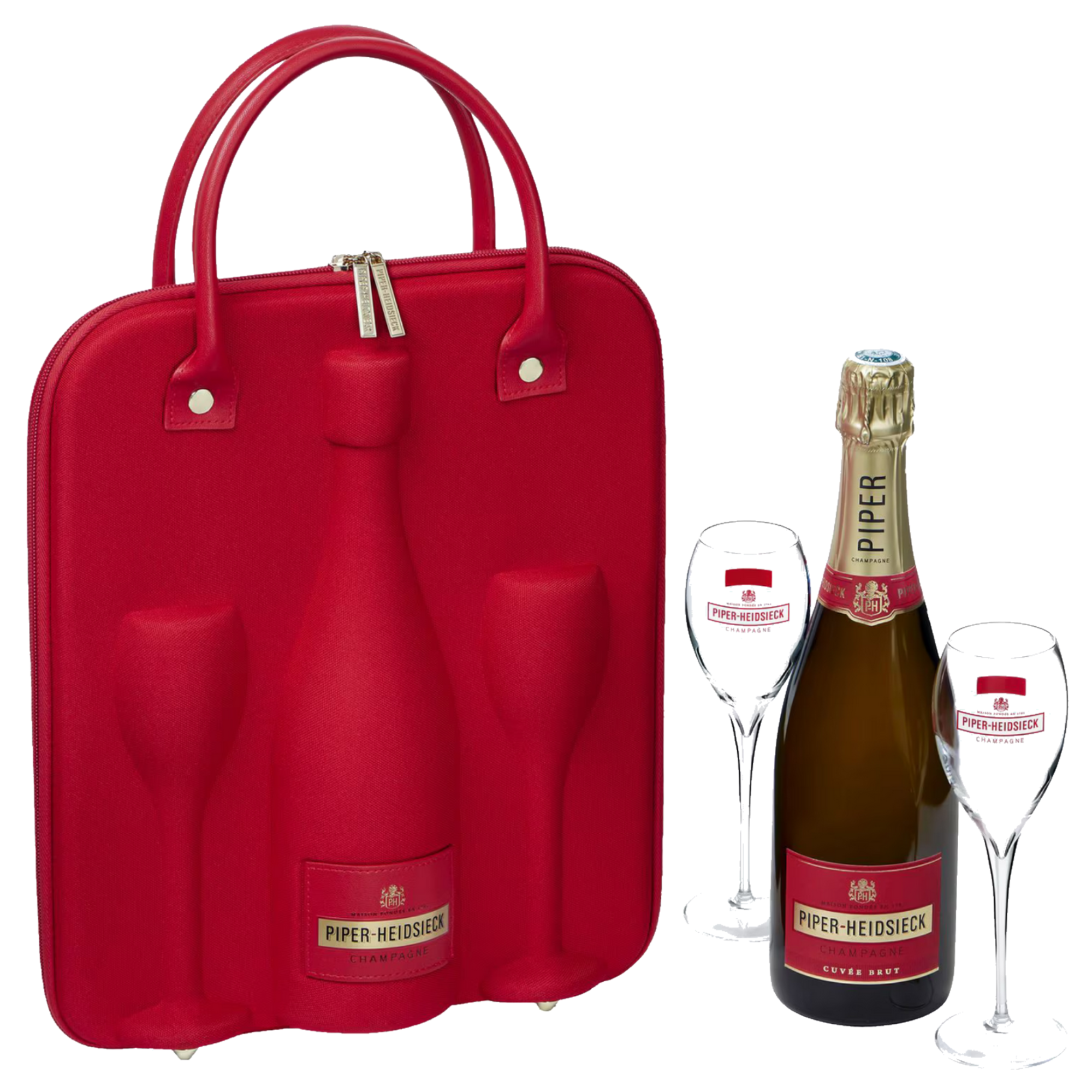 Piper-Heidsieck Cuvée Brut 75CL in Travelbag Cooler met 2 Glazen